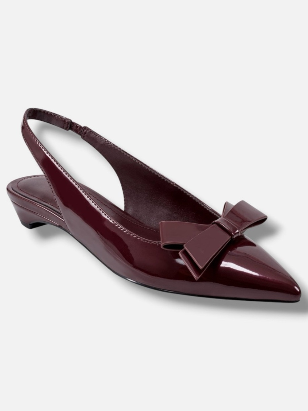 Marc Fisher Patent Burgundy Pointed Slingback with Bow